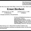 Herbert Ernst 1926-1998 Todesanzeige